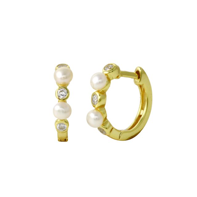 Dainty Pearl Hoops Earrings