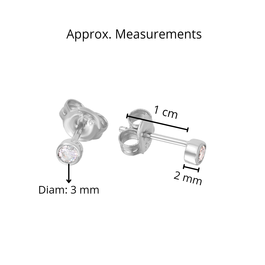 Extra Mini Solitary CZ Stud Earrings