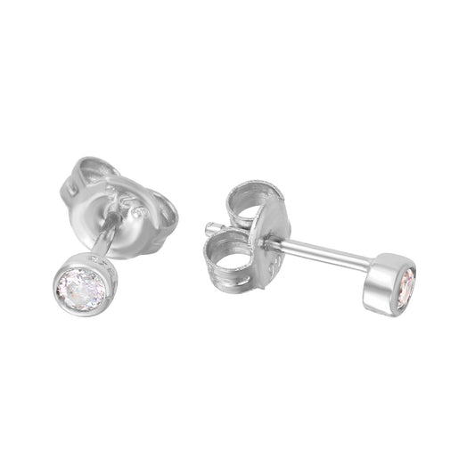 Extra Mini Solitary CZ Stud Earrings