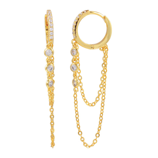 CZ Hoops Chain Earrings