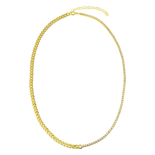 Curb Chain and Tennis Chain Necklace
