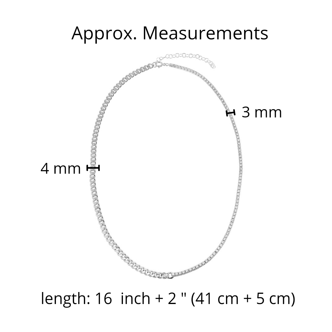 Curb Chain and Tennis Chain Necklace