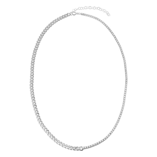 Curb Chain and Tennis Chain Necklace