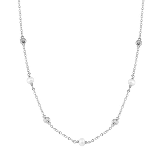 CZ With Pearls Chain Necklace