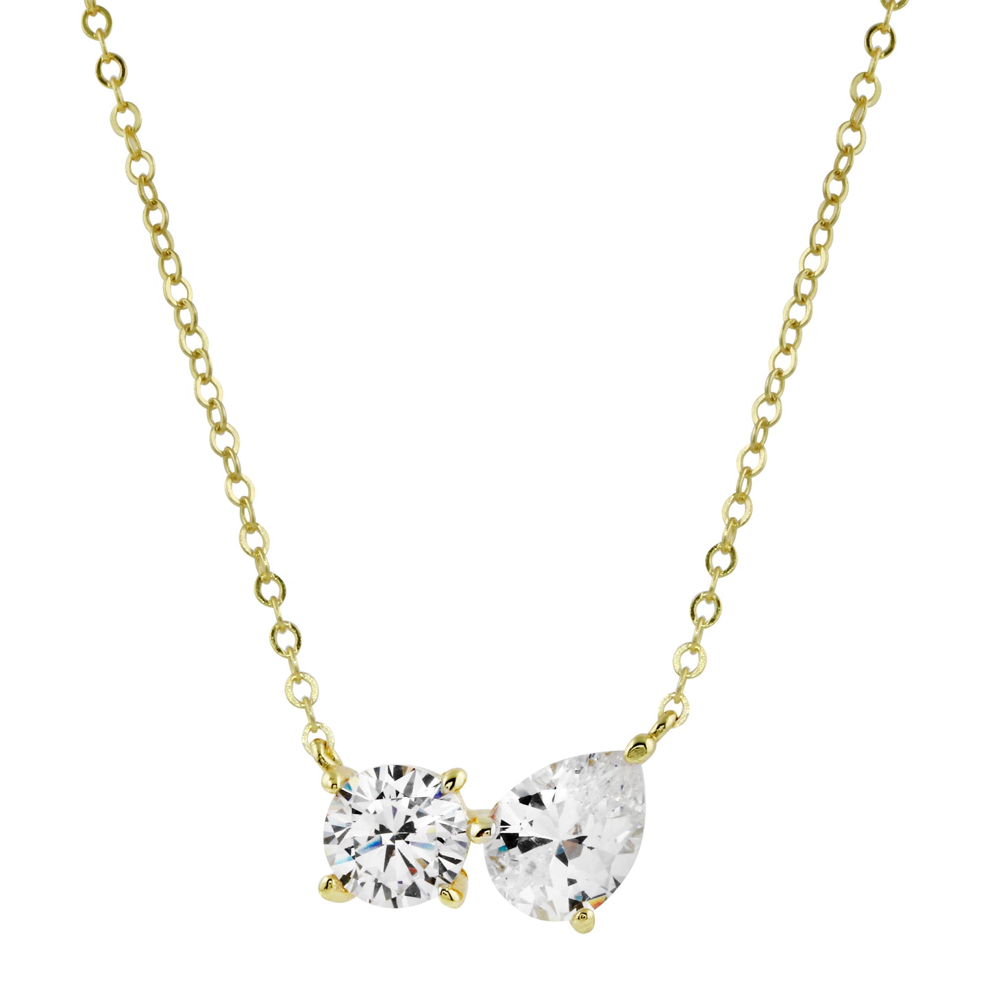 CZ Square x Teadrop Necklace