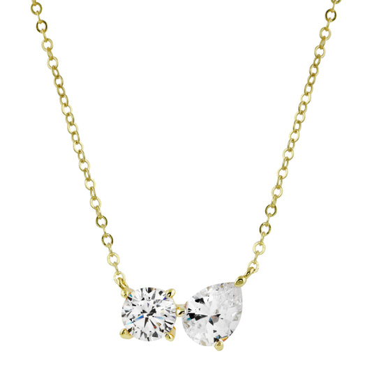 CZ Square x Teadrop  Necklace