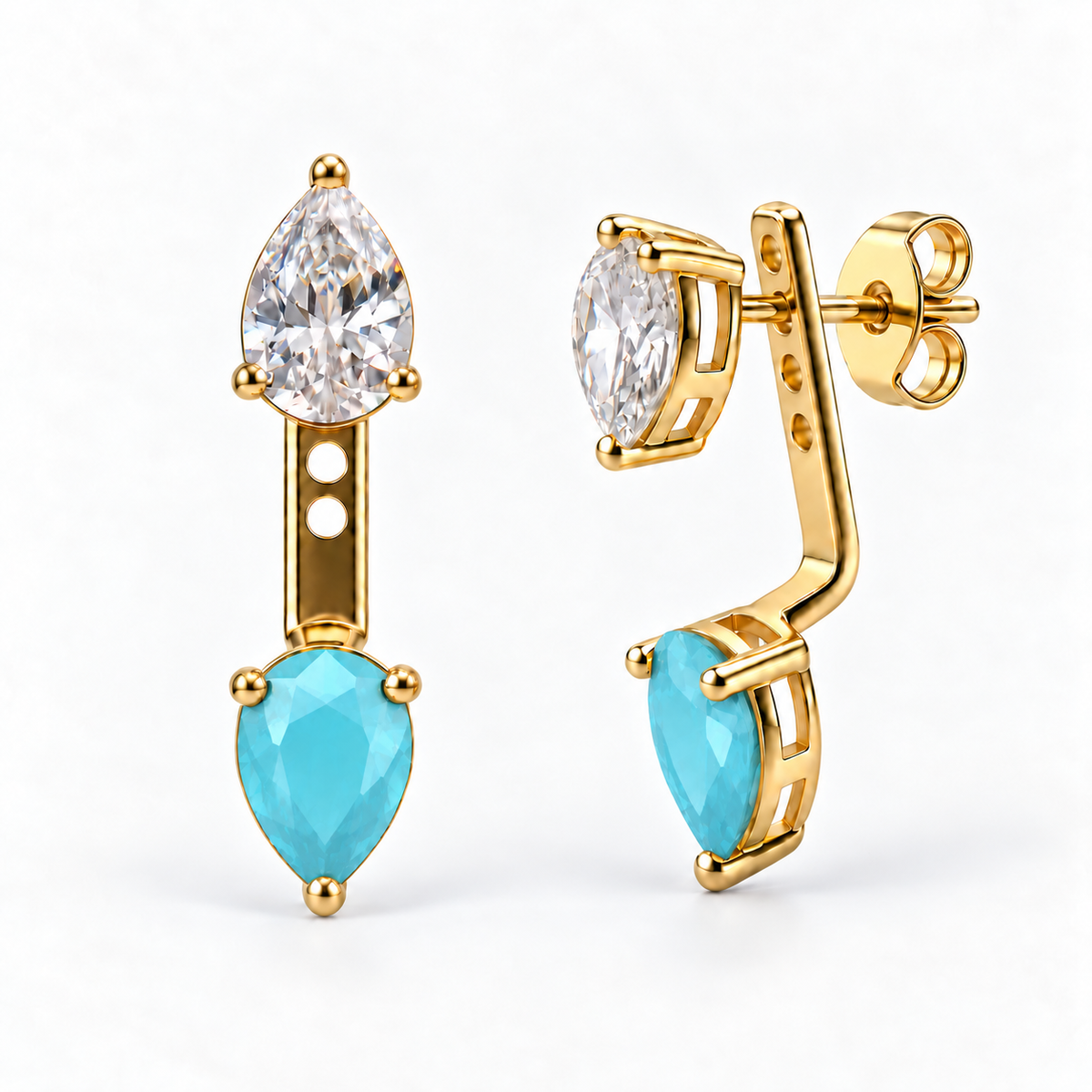 Double Pear Drop Earrings
