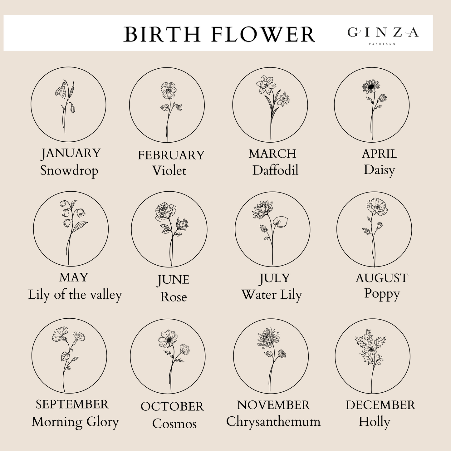 Birth Month Flower Necklace