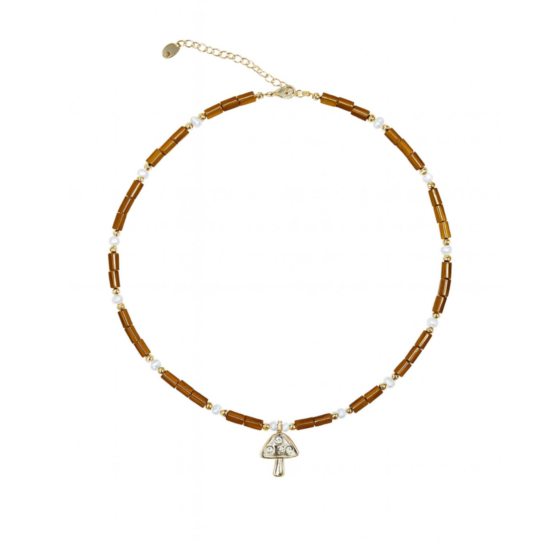 Mushroom Tiger Eye Necklace
