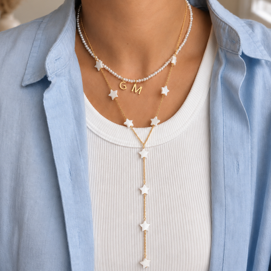 Initial Dainty Pearl Necklace