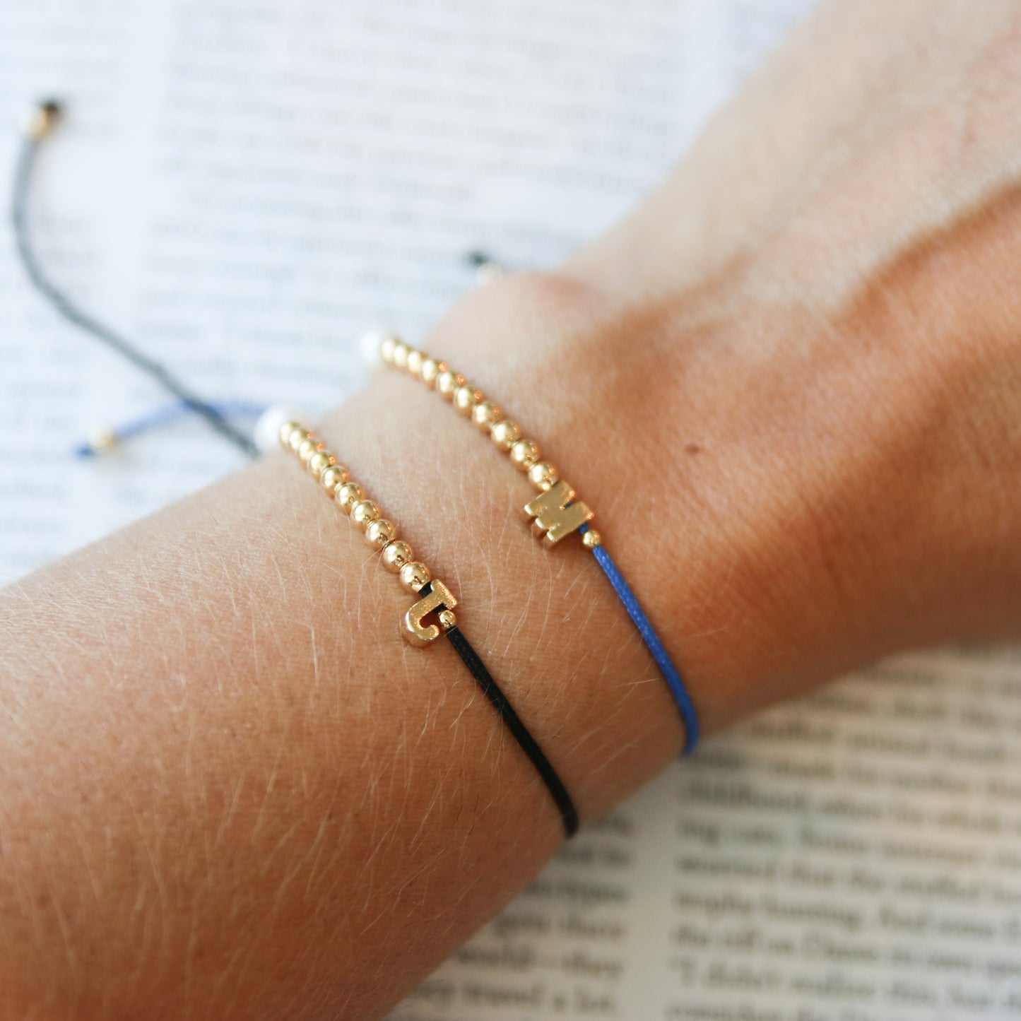 Initial + Ball Cotton cord Bracelet
