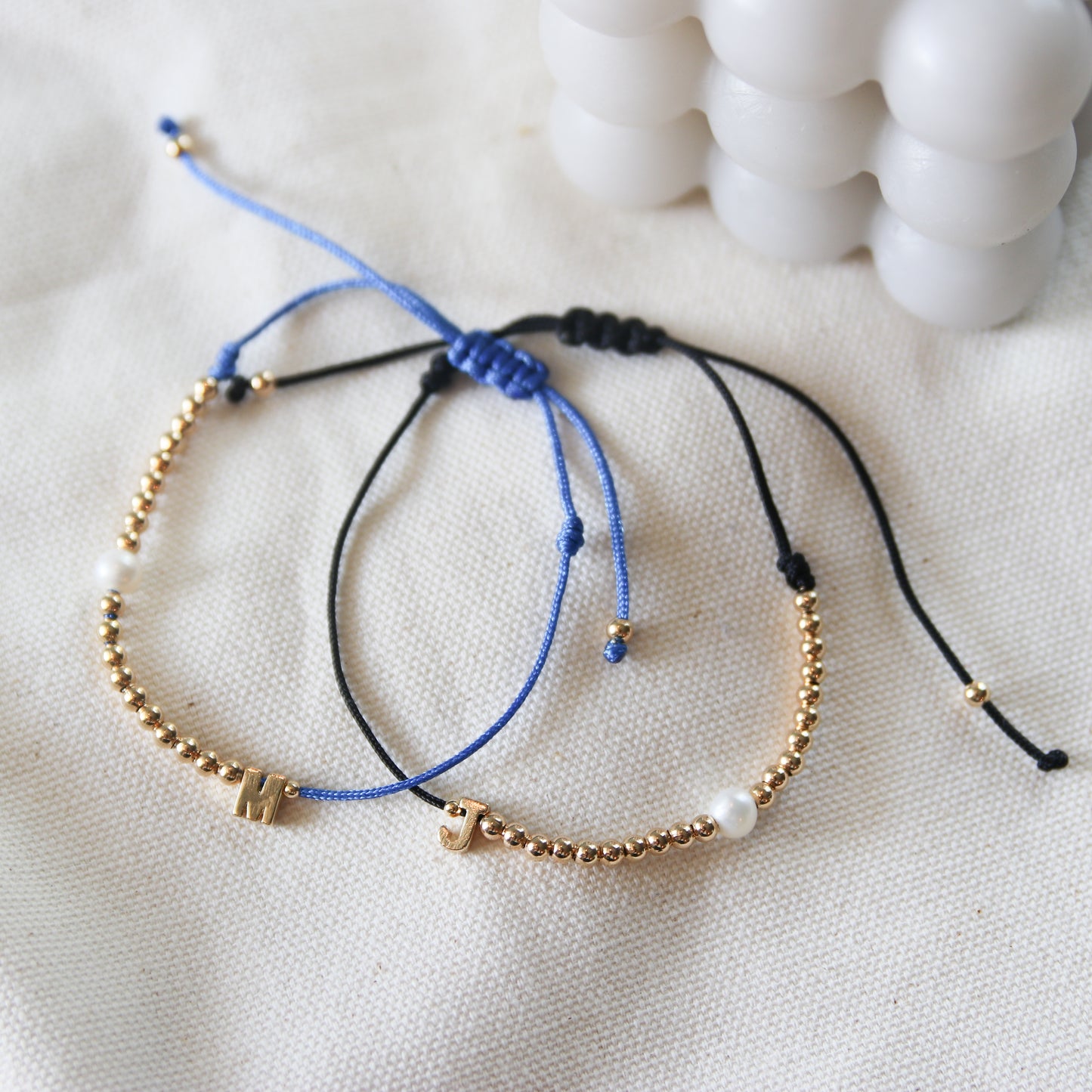 Initial + Ball Cotton cord Bracelet