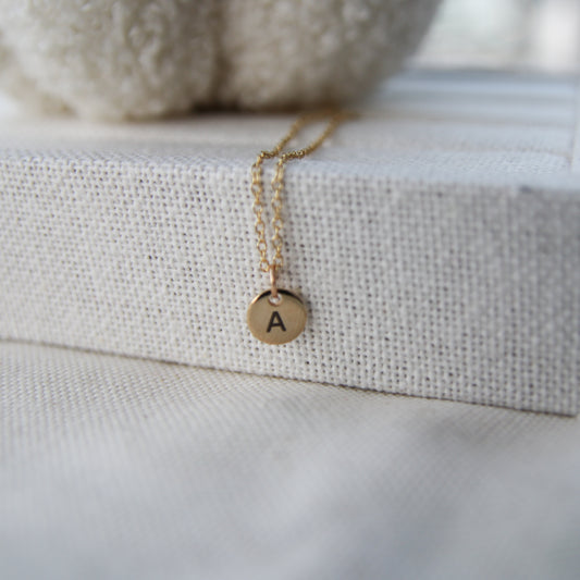 Small Coin Initial Necklace