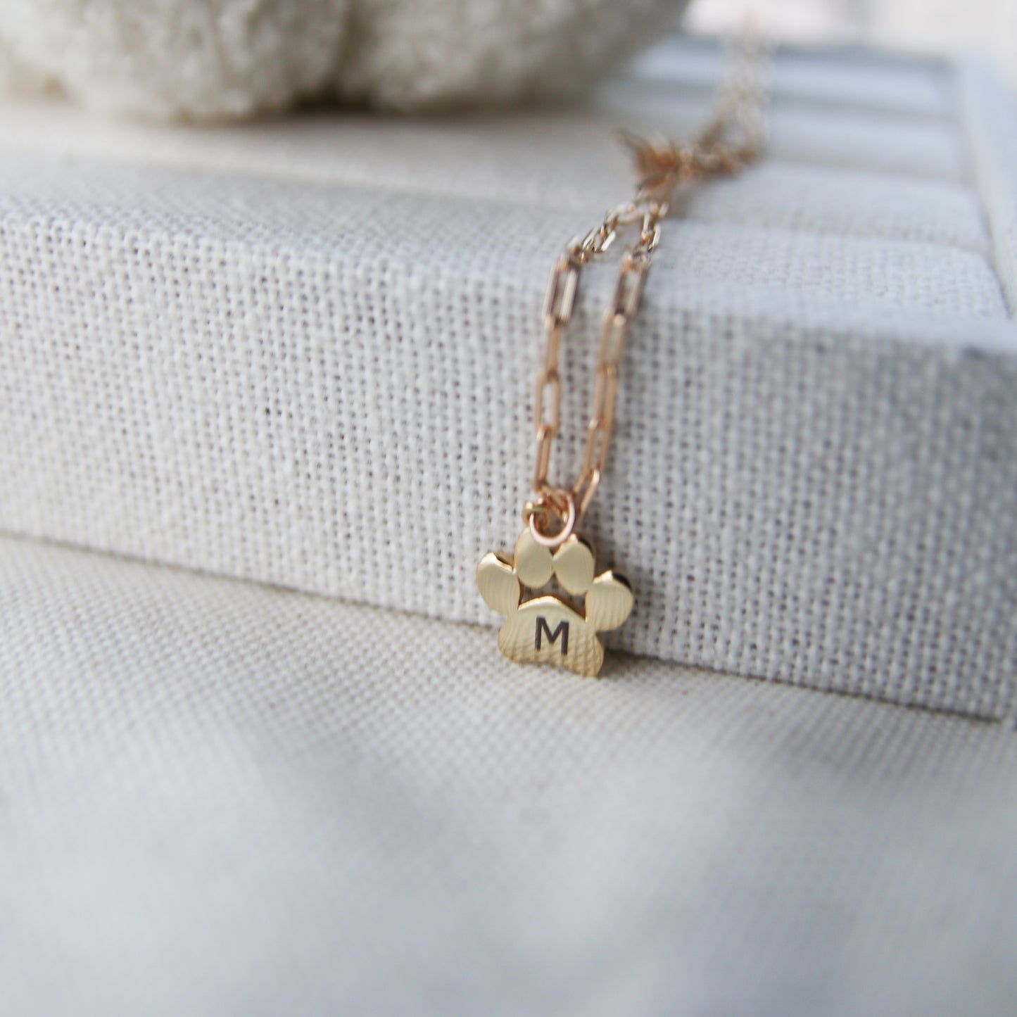 Custom Paw Print Initial Necklace