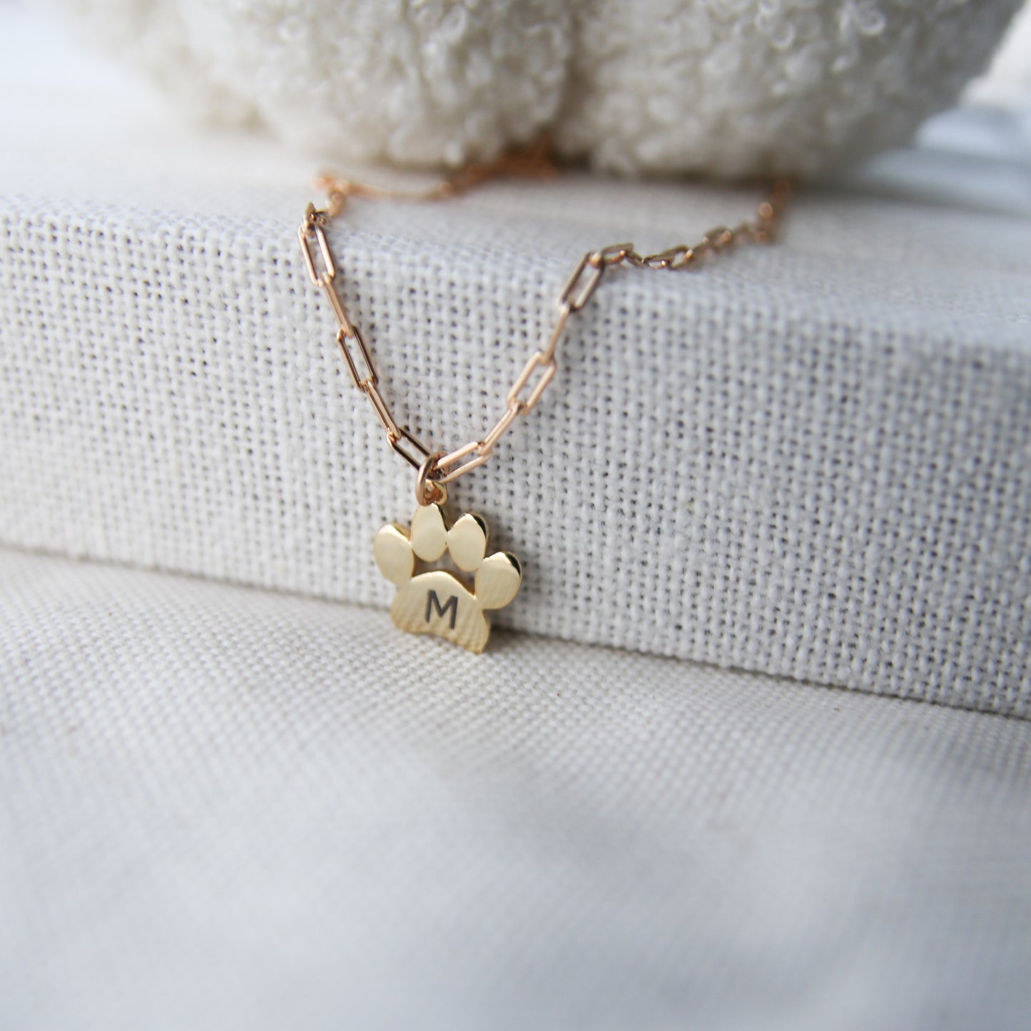 Custom Paw Print Initial Necklace