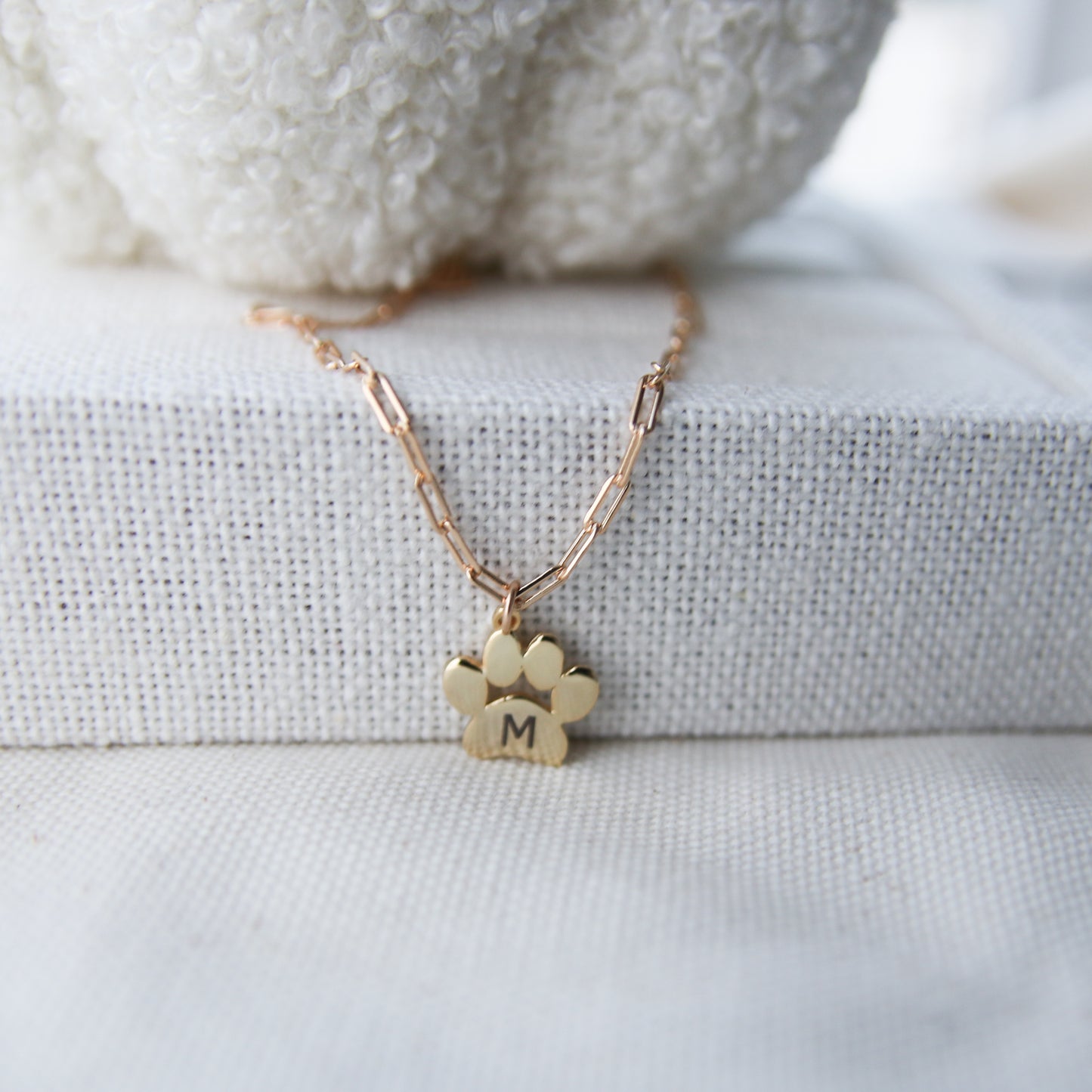 Custom Paw Print Initial Necklace