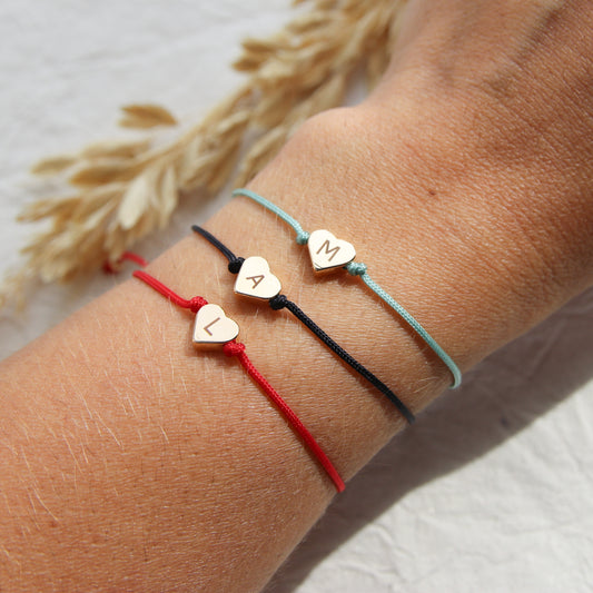 Initial Heart Cotton Cord Bracelet