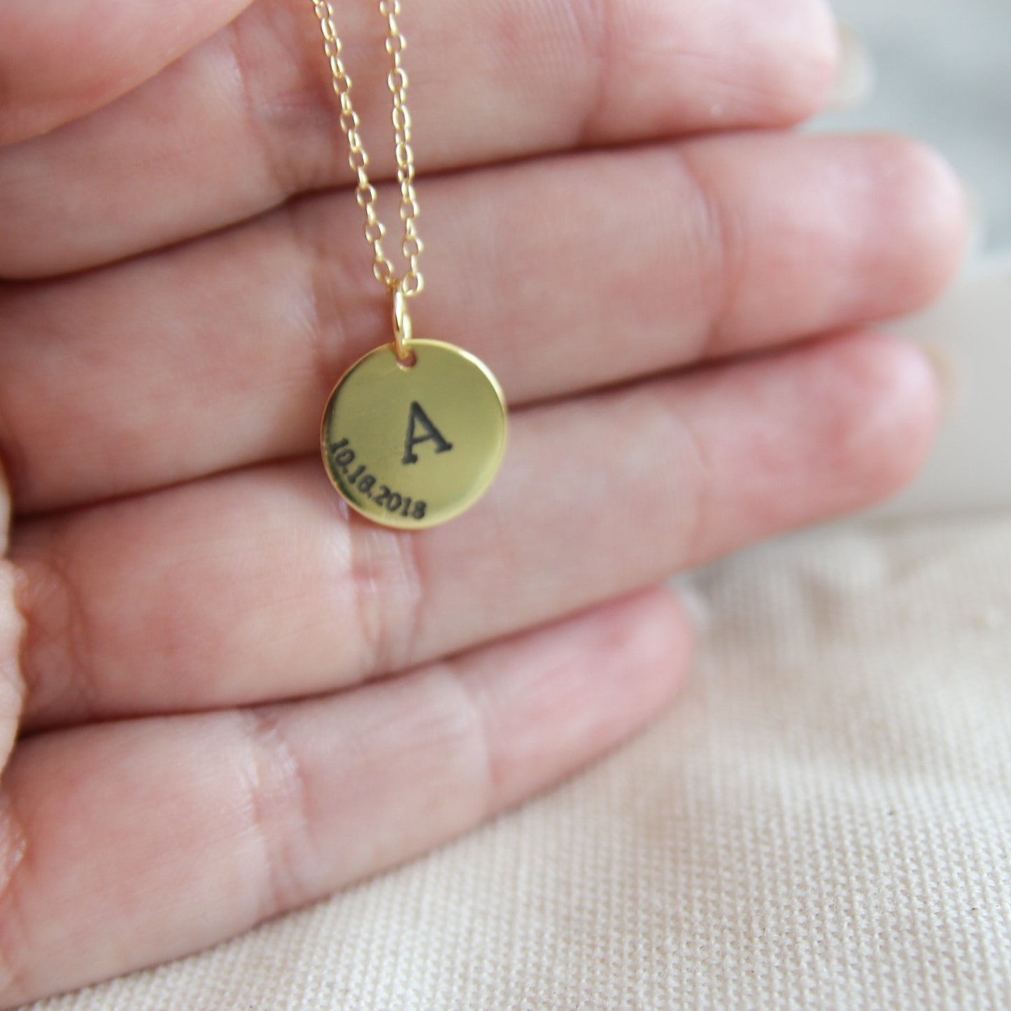 Custom Initial Disc Necklace