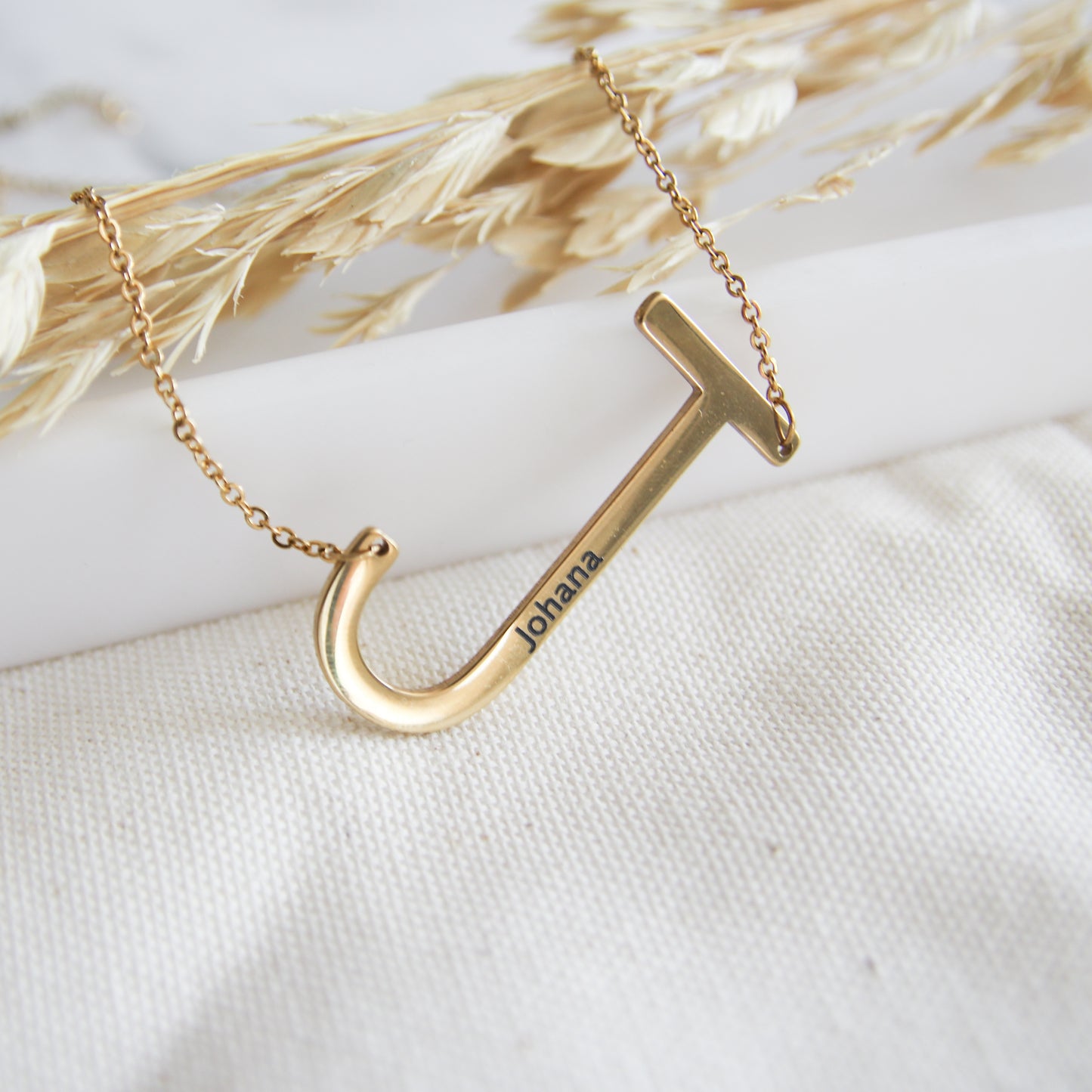 Custom Large Initial Engraved Necklace