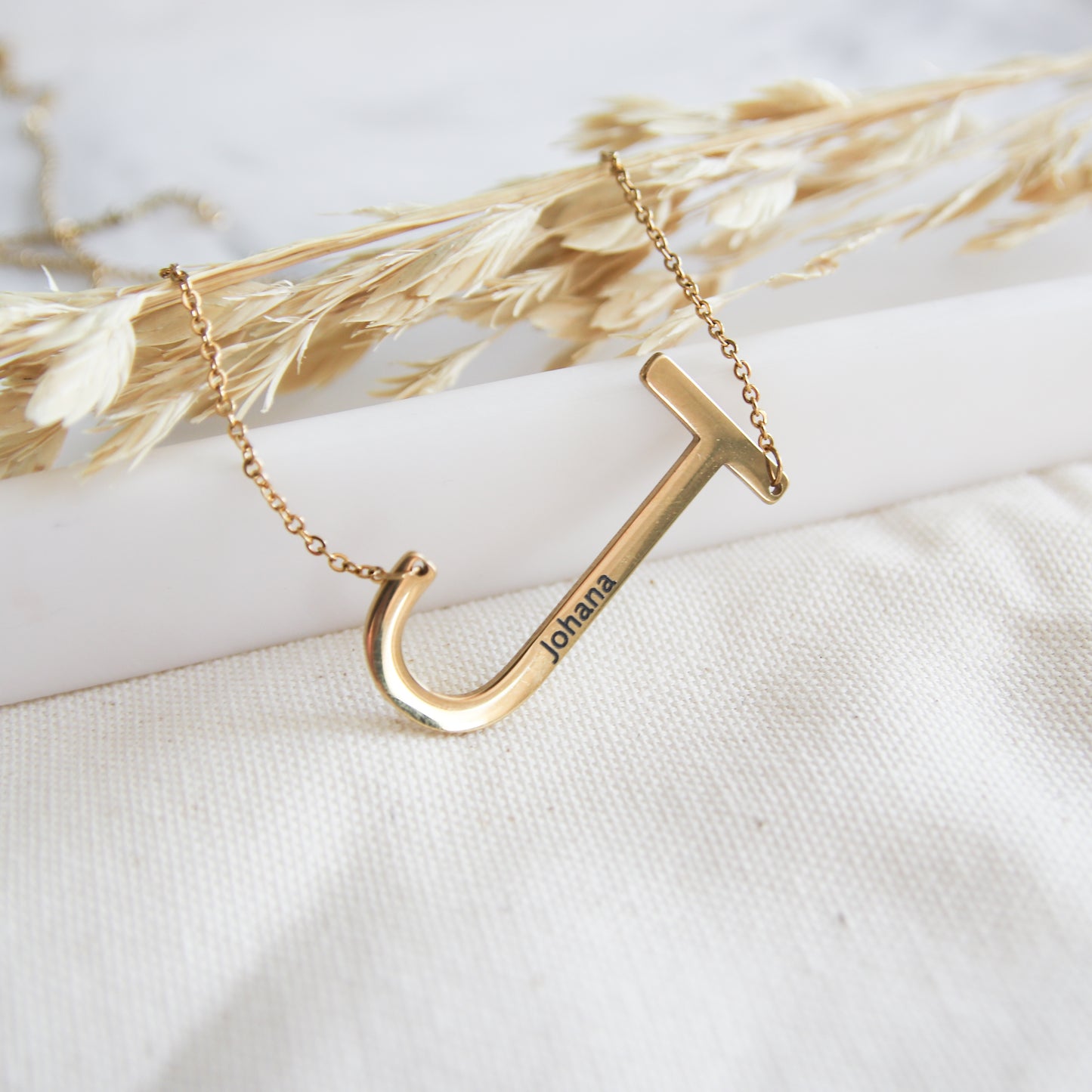 Custom Large Initial Engraved Necklace