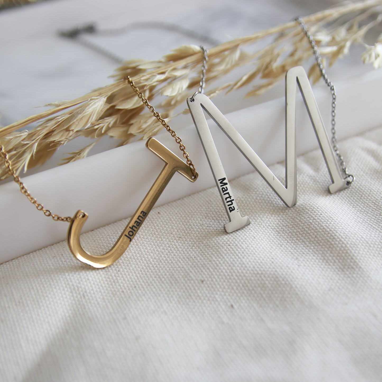 Custom Large Initial Engraved Necklace