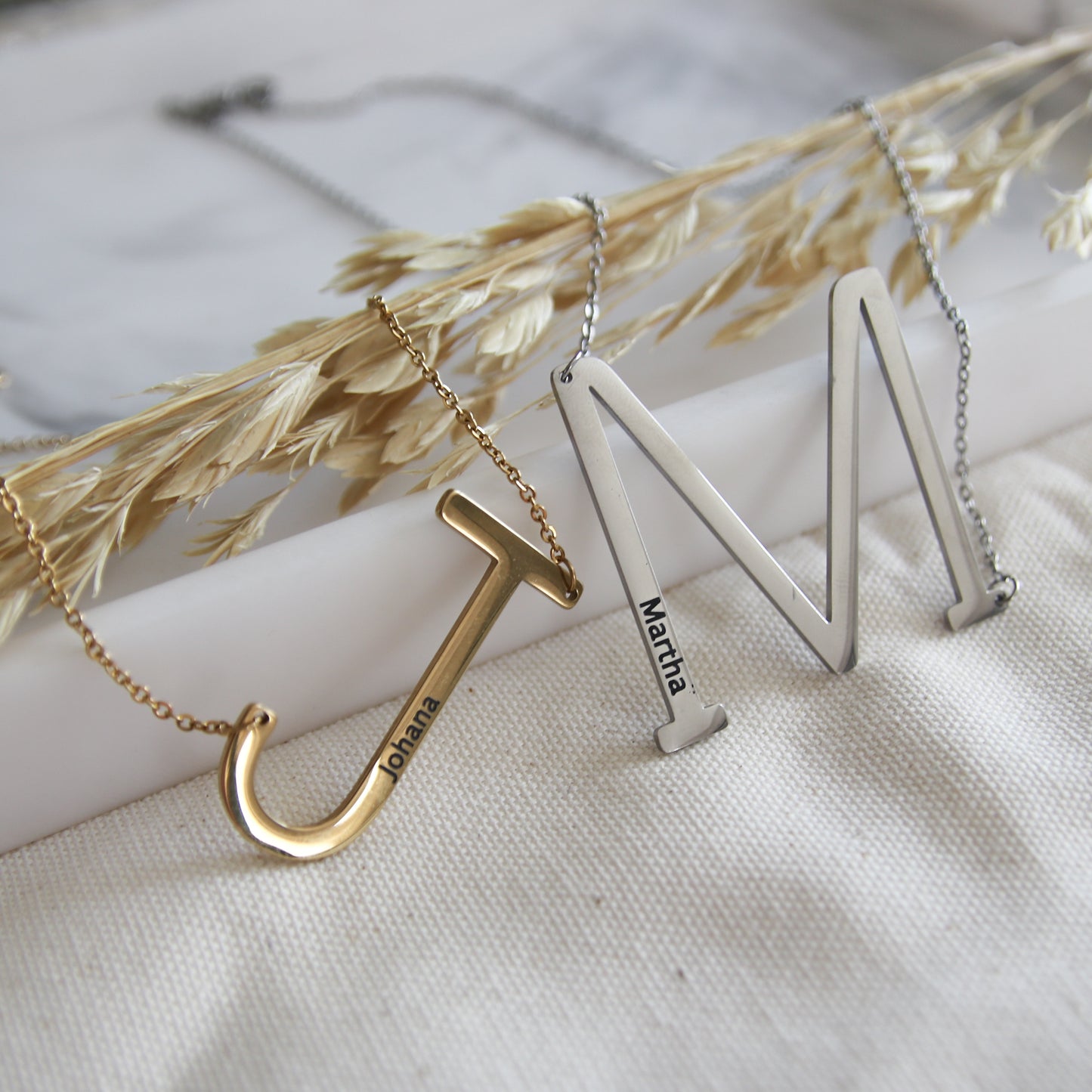 Custom Large Initial Engraved Necklace