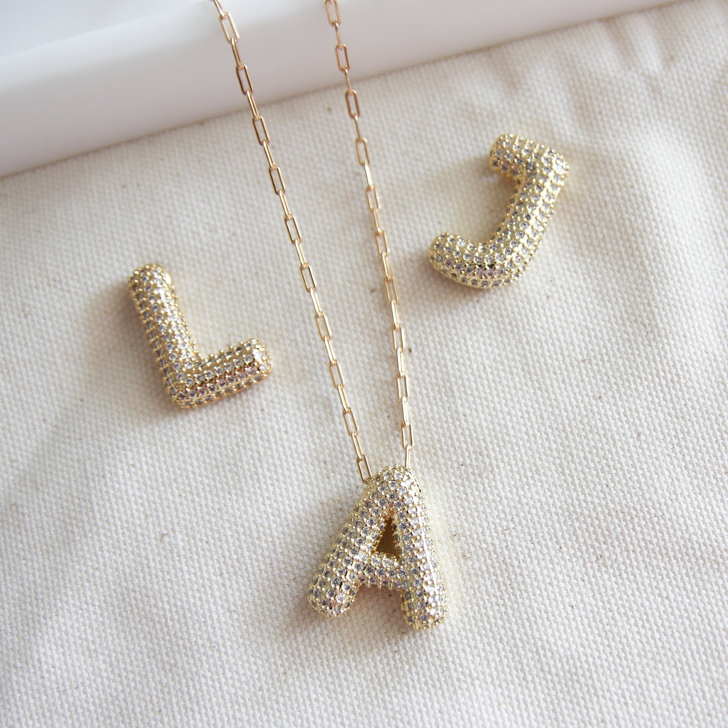 Pave Ballon Initial Necklace