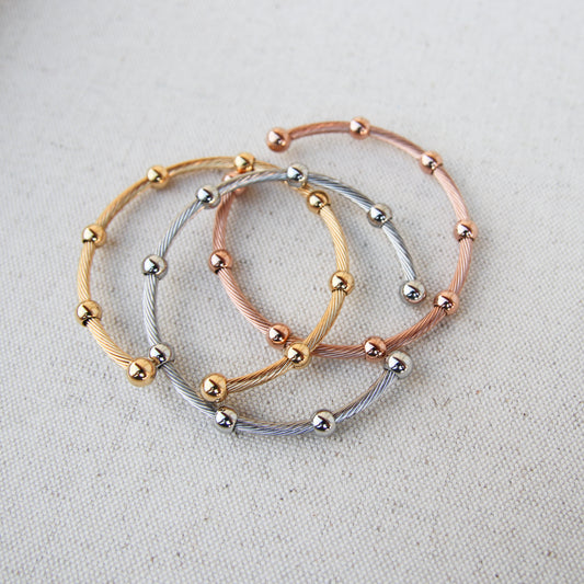 Triple Tone Cable With Ball Bangle