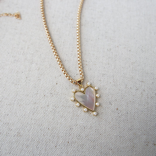 Heart with Pearl  Necklace