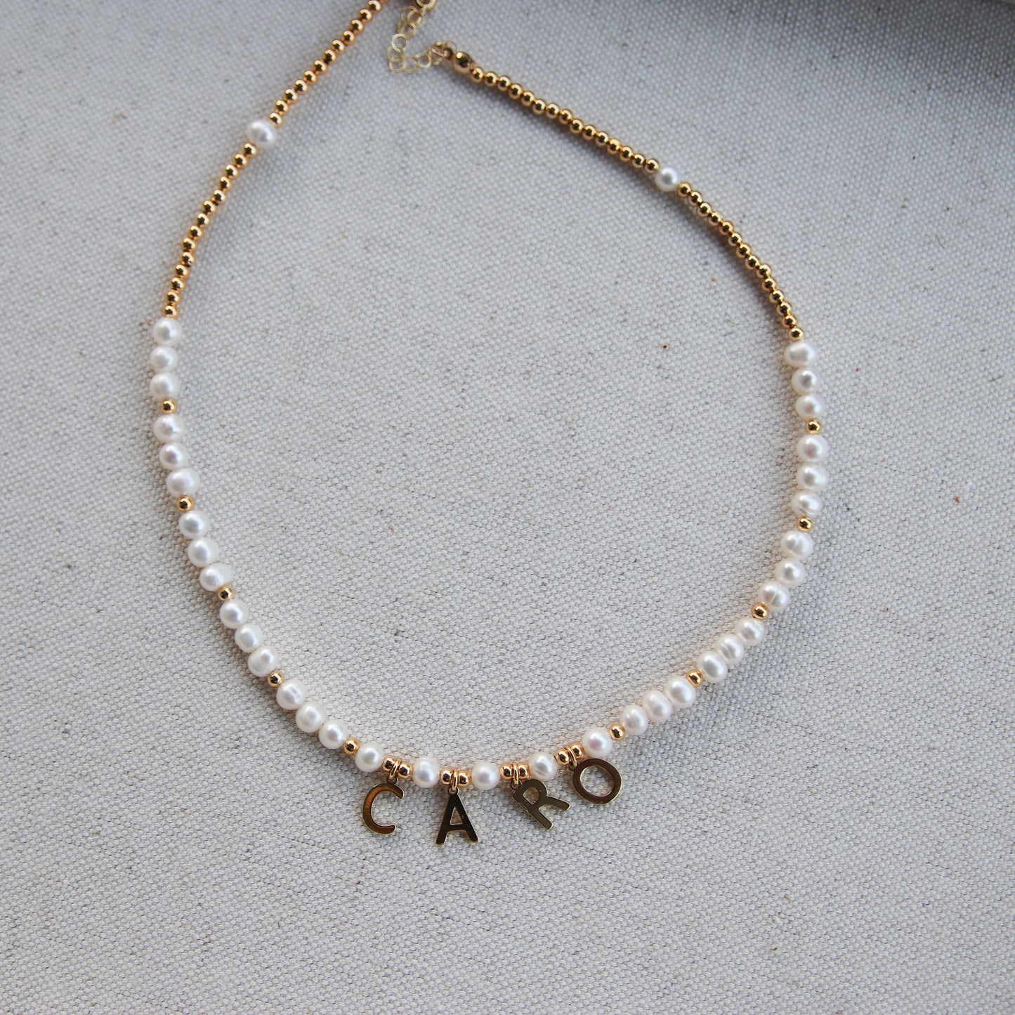 Pearl Name Gold Necklace