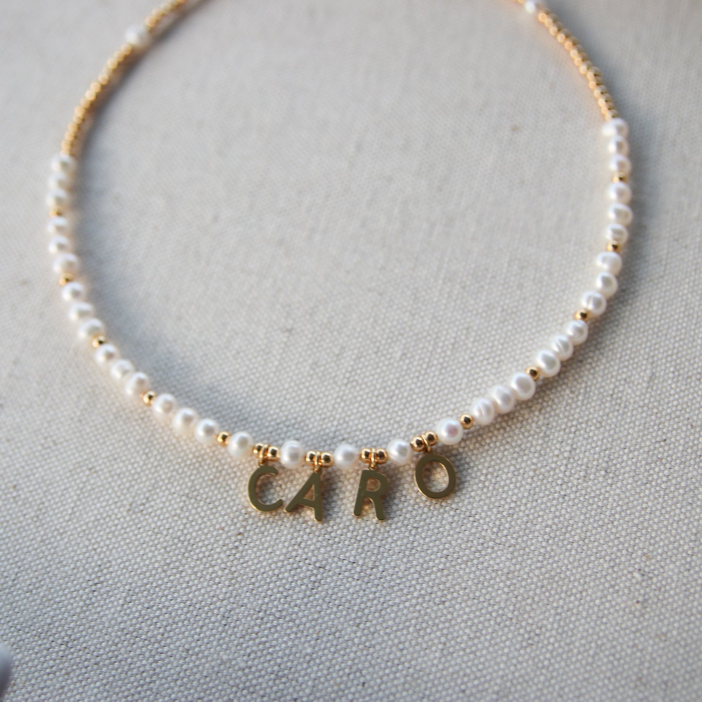 Pearl Name Gold Necklace