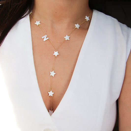 Stars Initial Lariat Necklace