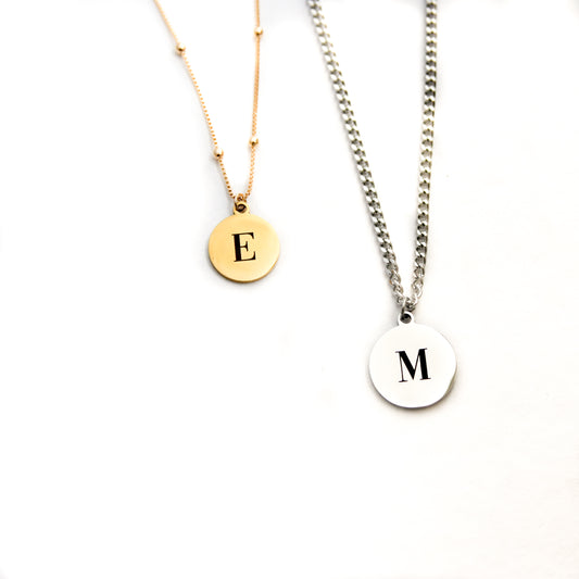 Couple Initial Disc Necklace