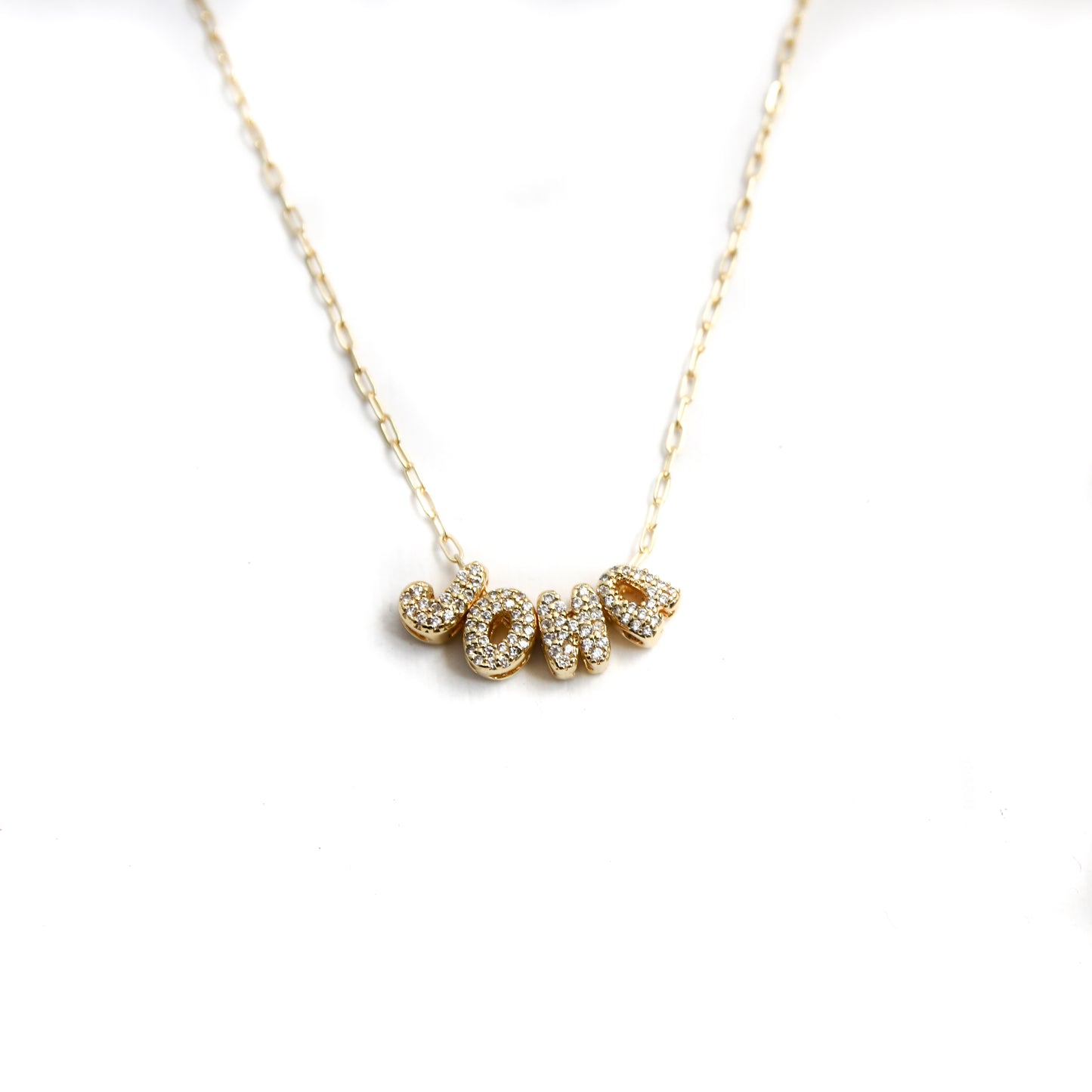 Tiny CZ Bubble Name Necklace