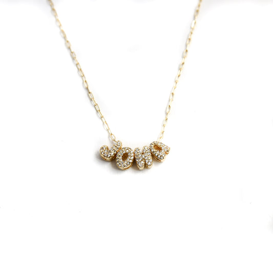 Tiny CZ Bubble  Name Necklace