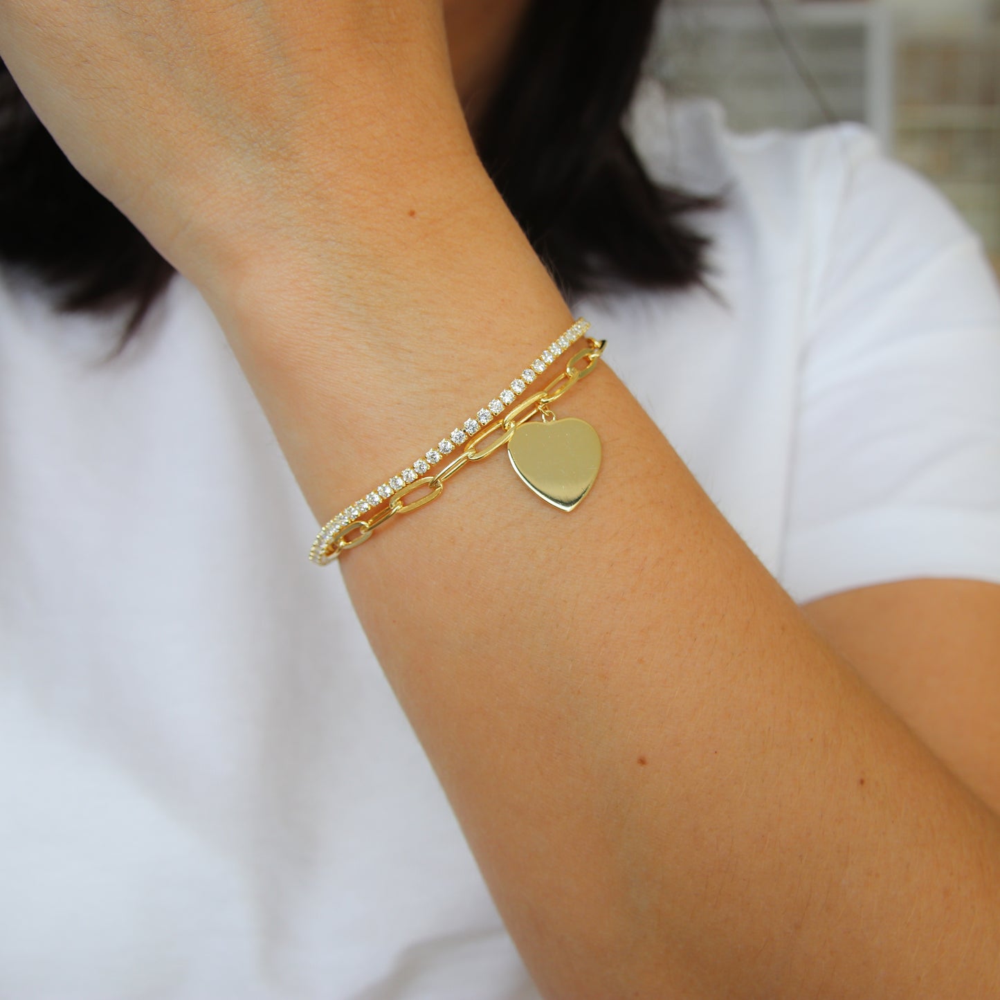Double Chain with Heart Bracelet