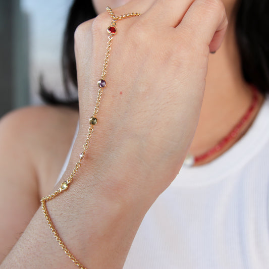 Multicolor  Hand Chain Bracelet