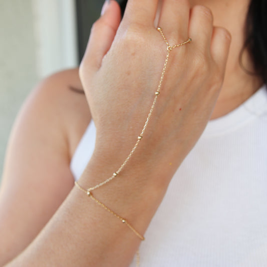 Beaded Hand Chain Bracelet