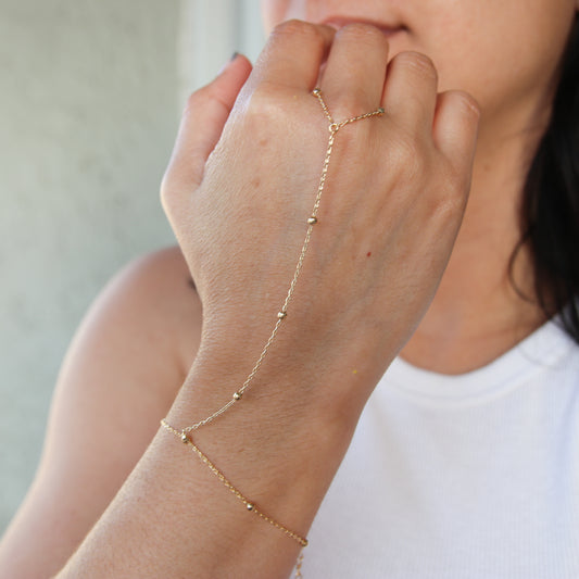 Beaded Hand Chain Bracelet