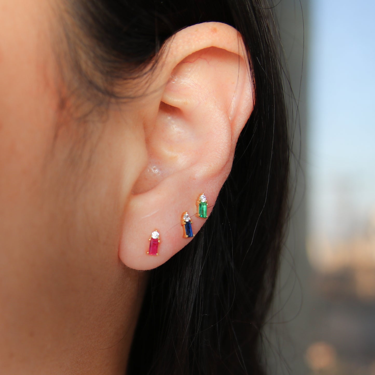 Baguette Stud Earring