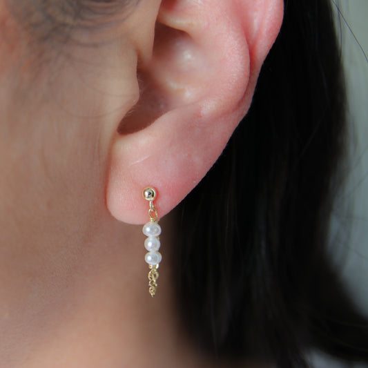 Pearl Stud Chain Earrings