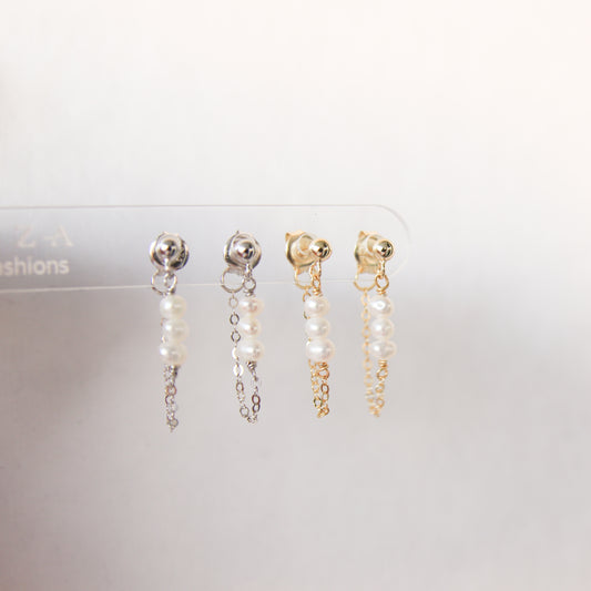 Pearl Stud Chain Earrings