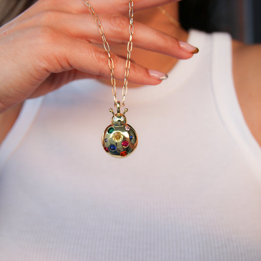 Multicolor Ladybug Necklace
