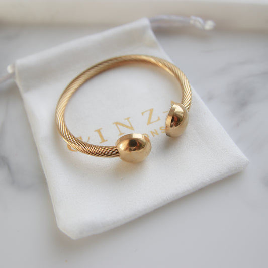 Gold Ball Cable Bangle