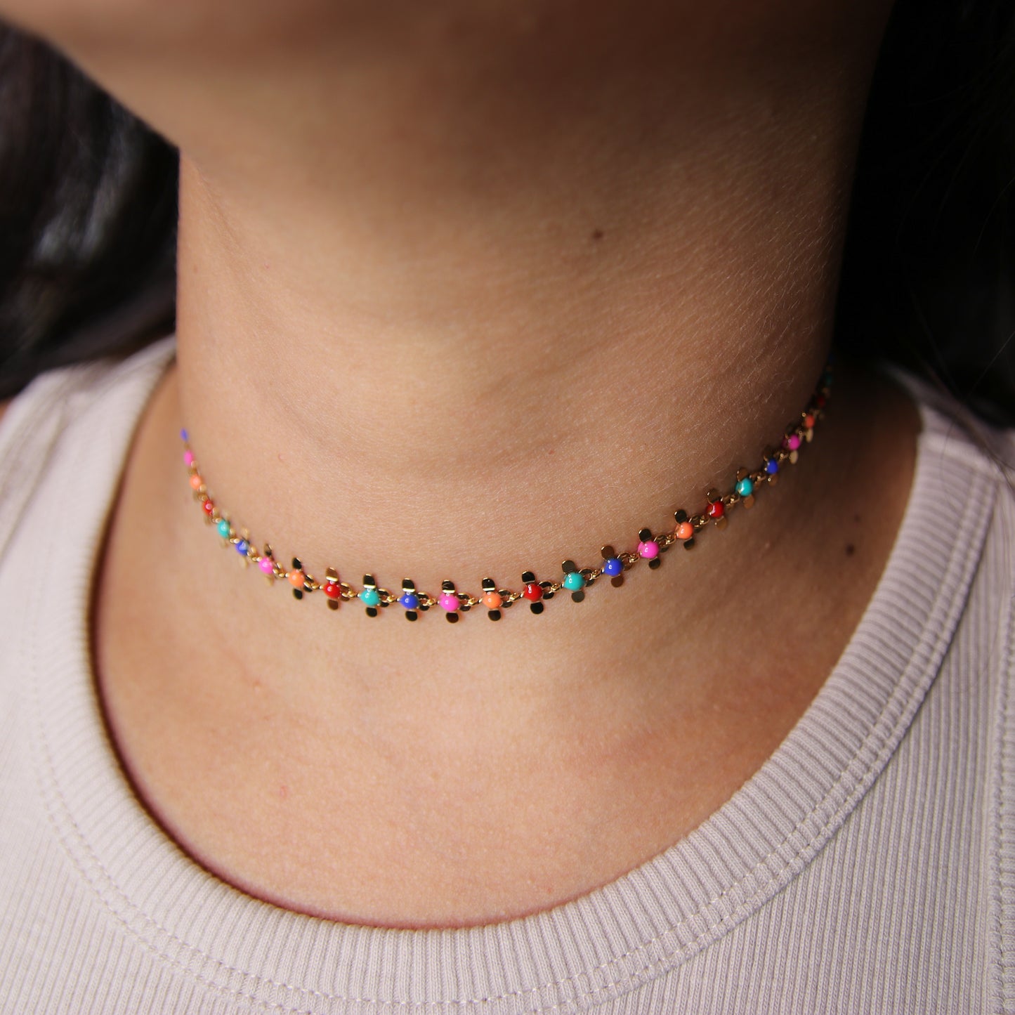 Multicolor Flower Choker