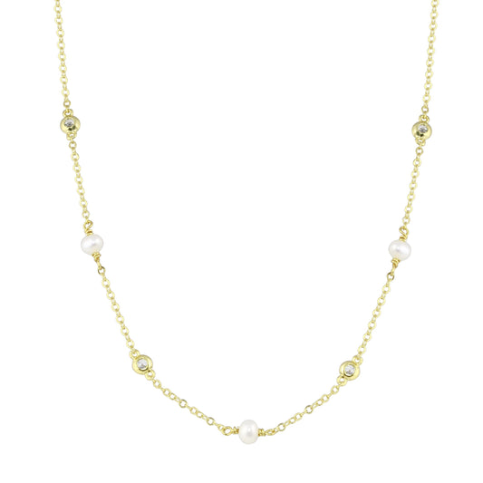 CZ With Pearls Chain Necklace