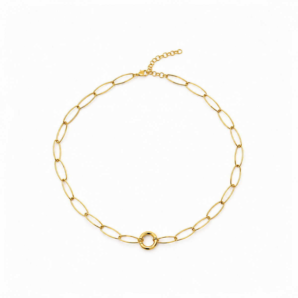 Open Circle Charm Link Necklace