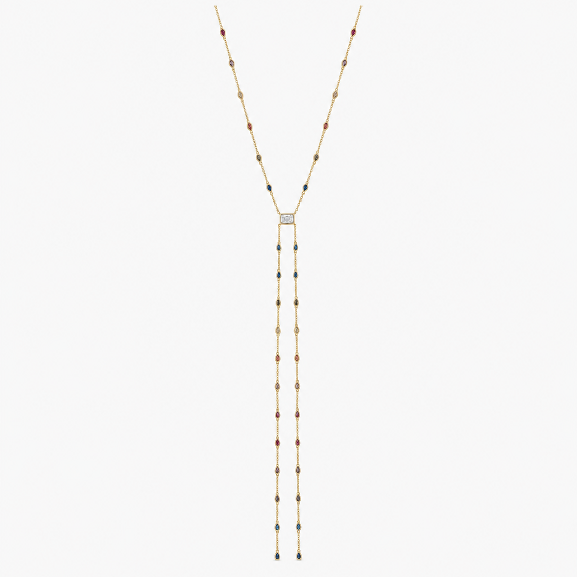 Multicolor Tie Lariat Necklace