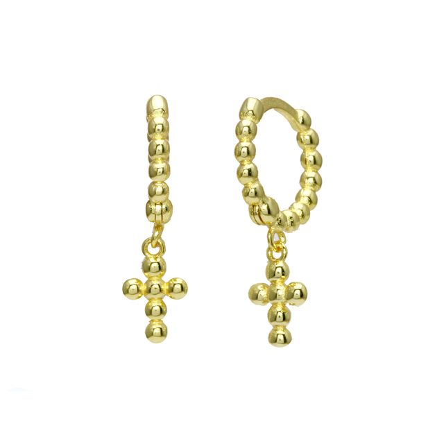 Cross Hoop Dots Earrings