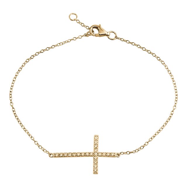 CZ Sideways Cross Bracelet